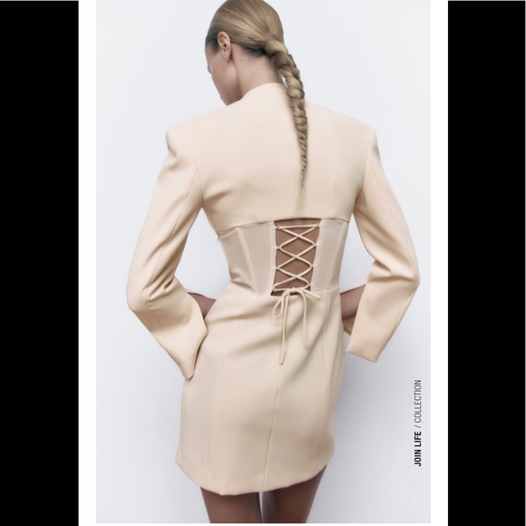 ZARA CORSET BLAZER DRESS ECRU - Picture 6 of 9